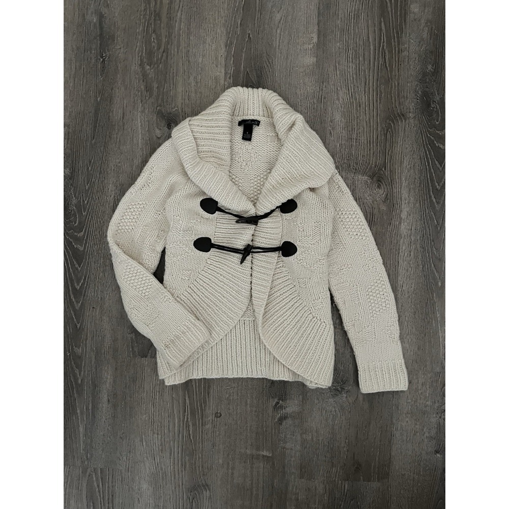 Willi Smith L Cardigan Knit Cream Toggle‎ Shawl Collar Heavy Duty Cozy
